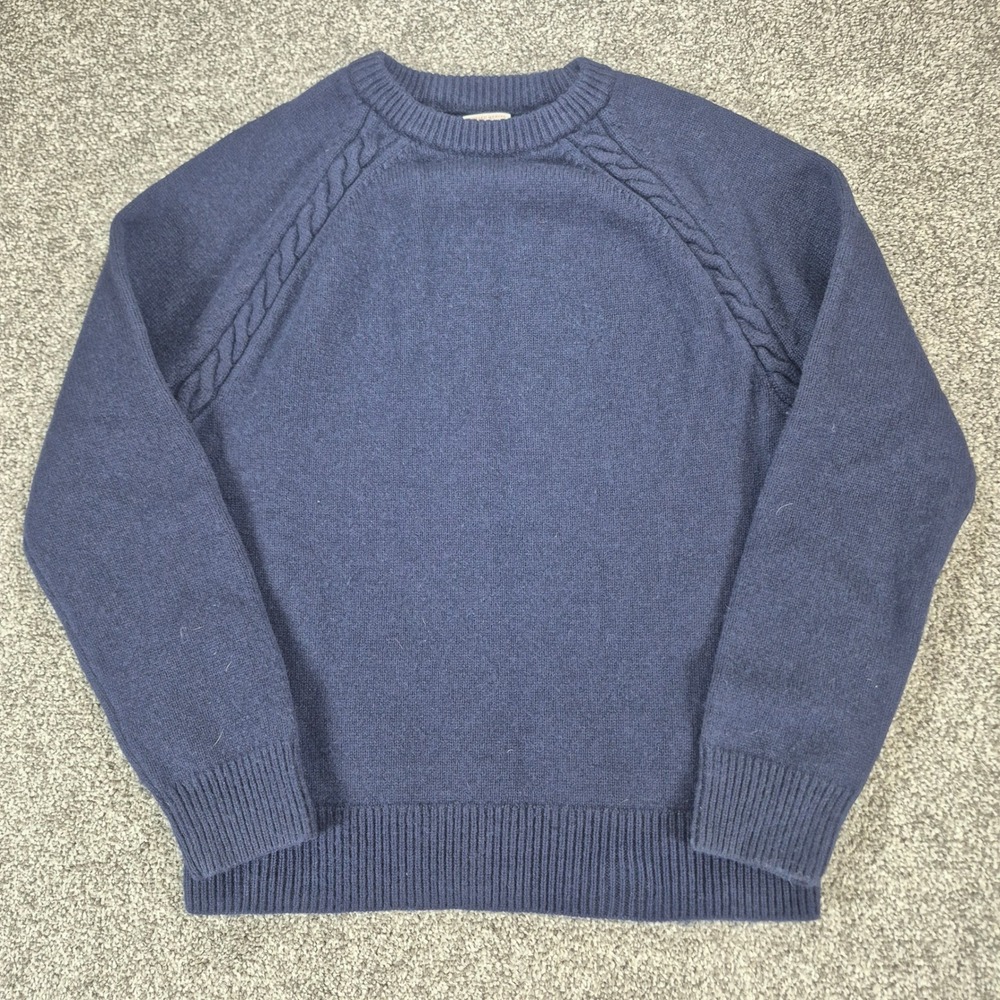 J.Crew Rugged Merino Sweater Mens Medium Navy Blue Wool Blend  Crewneck
